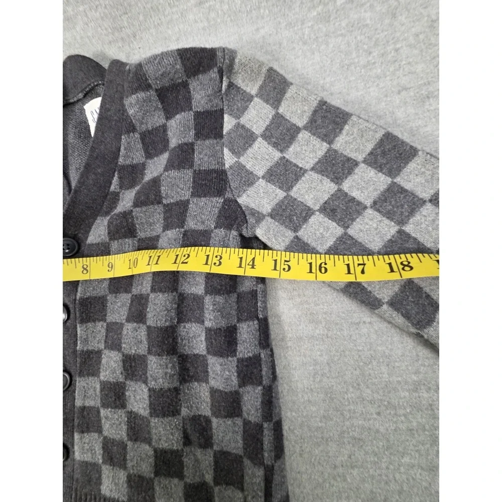 GapKids Boys XS 4-5 Cardigan Sweater Gray Checkerboard Pattern School Preppy